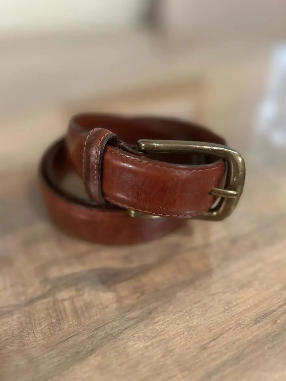 Vintage Coach Sienna Handcrafted Oil-Tanned Cowhide Belt with Solid Brass Buckle